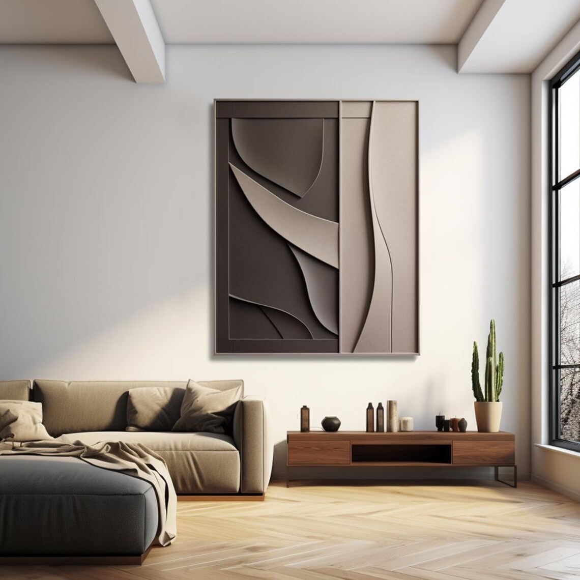 Black and Grey Wall Art Wall Hanging Wood Wall Sculpture Minimalist