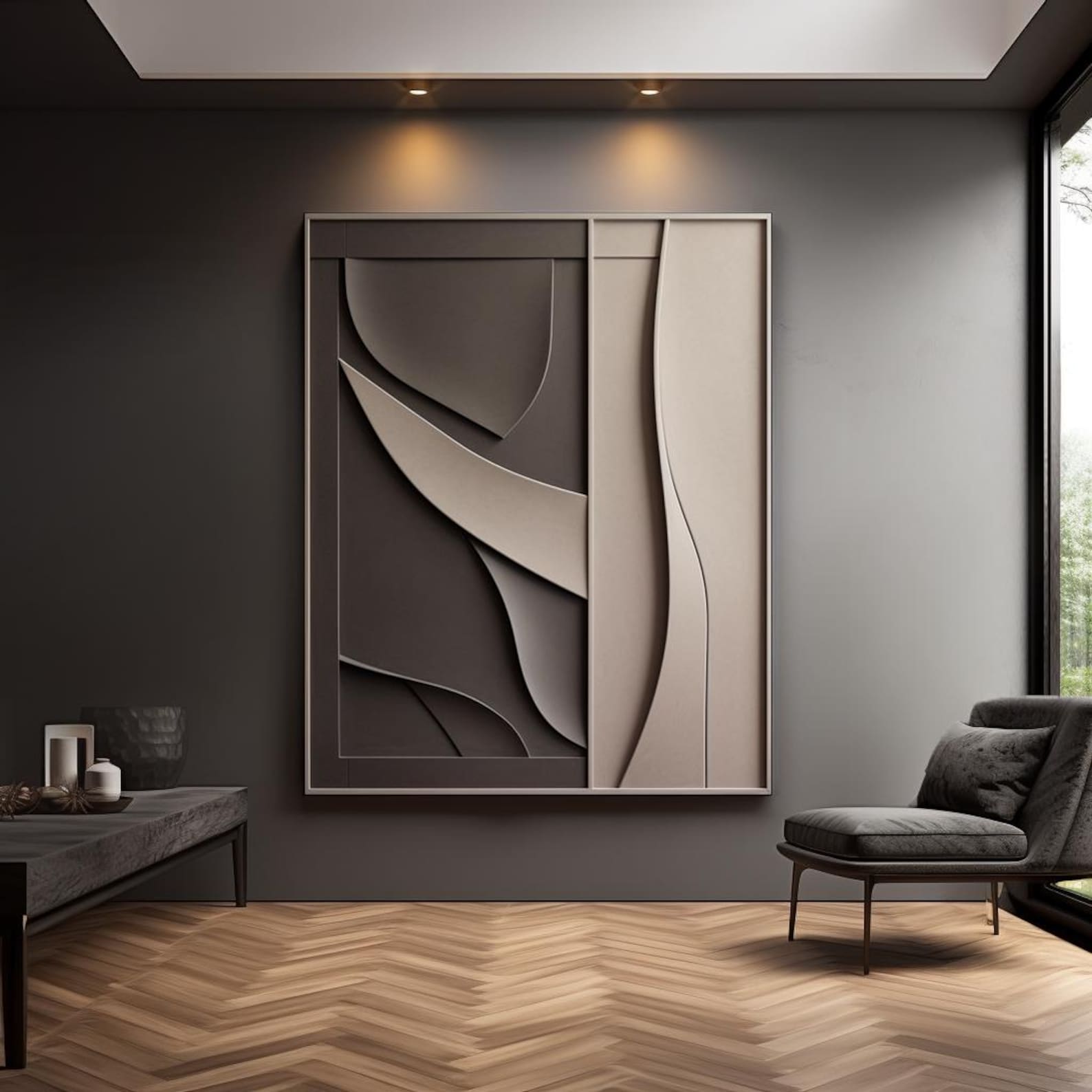 Black and Grey Wall Art Wall Hanging Wood Wall Sculpture