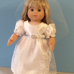 White Sequin Organza and Satin Dress for 15 inch Dolls Such As the Bitty Baby Dolls image 4