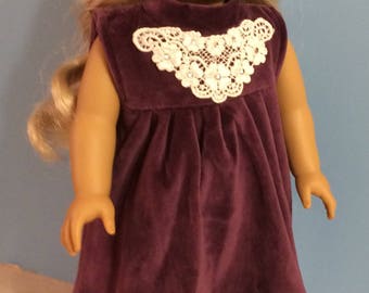 Deep Purple Velour Dress for 18 Inch Dolls such as American Girl