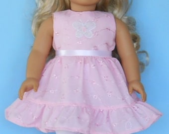Pink Eyelet Dress for 18 InchDolls such as American Girl