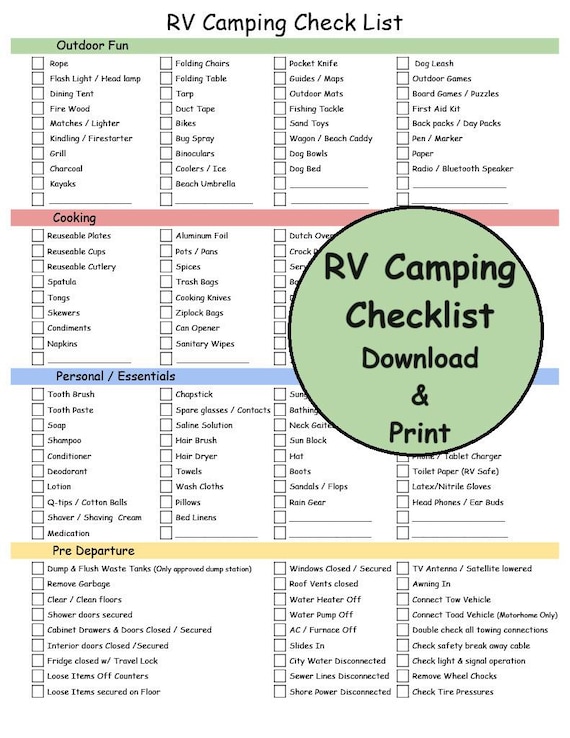 Rv Camping Checklist Printable 1946x1946