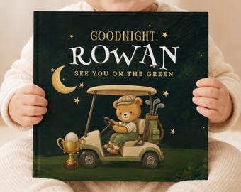 Personalized Golfer Storybook, Custom Lullaby Book With Name For Toddlers, Baby Keepsake Gift, Baby Shower Present for Boy & Girls