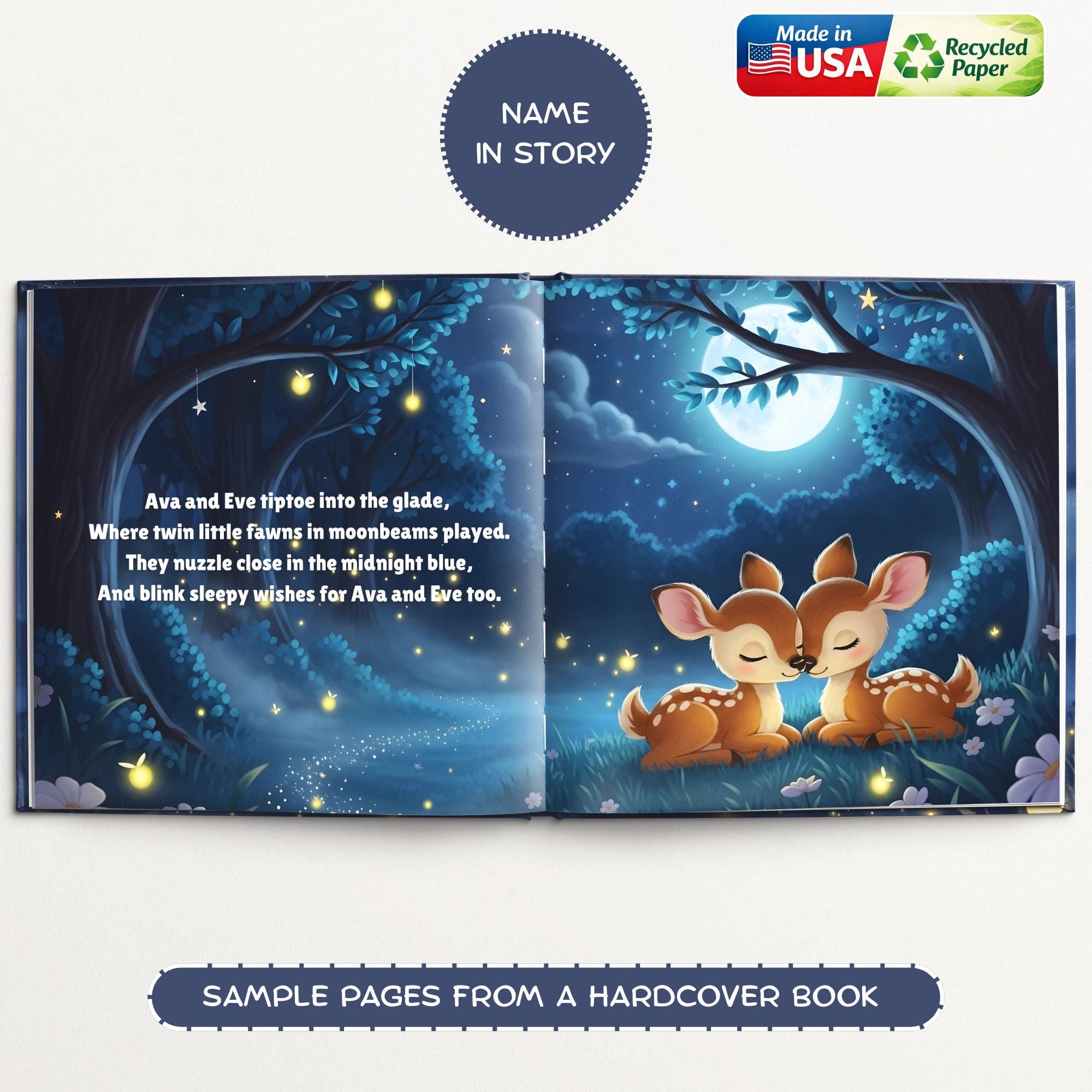 Personalized Twin Bedtime Story Book With Custom Name, Gift for Baby ...