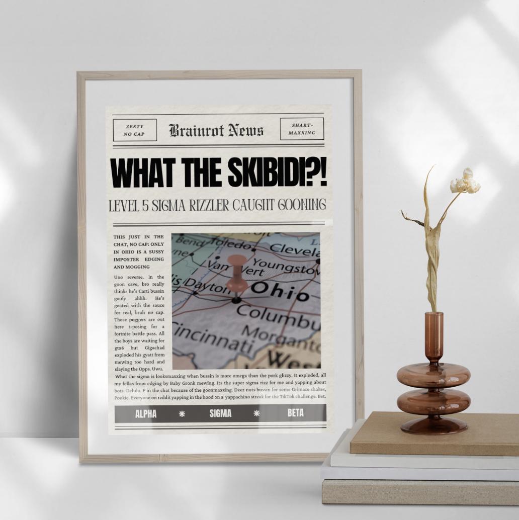 Brainrot News - Funny Kid Slang Internet Lingo Poster Skibidi, Rizz