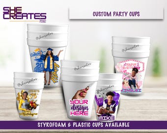 Styrofoam Party Cups, Personalized Party Cups