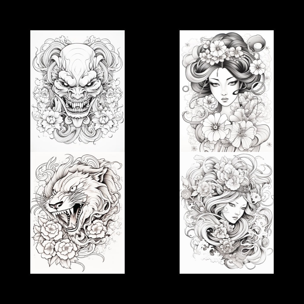 260 Japanese Tattoo Coloring Pages - Etsy