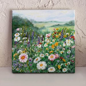 Wildflower Meadow – Original Acrylic Painting on Canvas, 8x8 inches