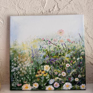 Wildflower Meadow – Original Acrylic Painting on Canvas, 8x8 inches