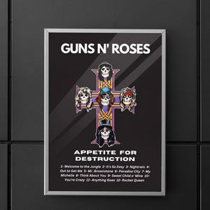 Guns N' Roses / Álbum Guns N' Roses Appetite for Destruction / Póster de Appetite for Destruction / Póster / Arte de pared / Decoración del hogar / Decoración de pared