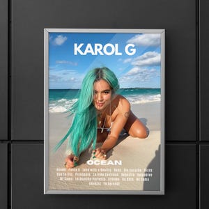 Póster / Arte de pared / Decoración del hogar / Decoración de pared / Karol G / Karol G Ocean / Arte del álbum Karol G / Póster Ocean