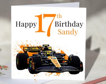 McLaren F1 Personalised Birthday Card for Formula 1 Fans - Lando Norris, Oscar Piastri