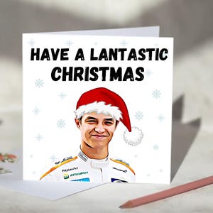 Lando Norris F1 Weihnachtskarte - Have A Lantastic Christmas - Für McLaren Formel 1 Fans - Lustiges Xmas F1 Geschenk
