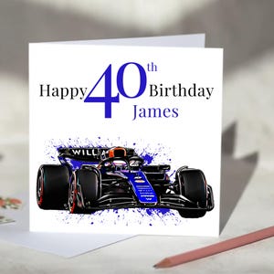 Carte d'anniversaire personnalisée Williams Racing F1 pour les fans de Formule 1 - Fernando Alonso, Lance Stroll
