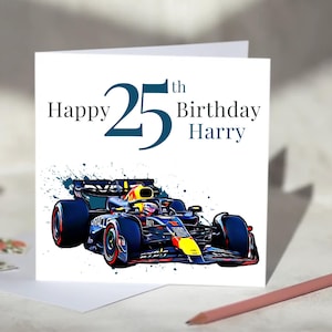 Carte d'anniversaire personnalisée Red Bull F1 pour les fans de Formule 1 - Max Verstappen, Sergio Perez