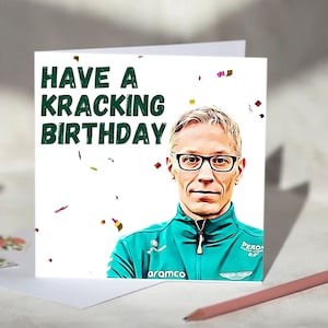 mike Krack F1 Geburtstagskarte - Have A Kracking Birthday - Für Formel 1 Fans - Geburtstag, Weihnachten, Vatertag & Muttertag