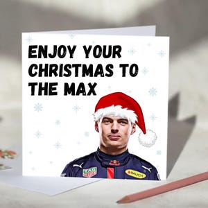Max Verstappen F1-kerstkaart - Geniet maximaal van je kerst - Voor fans van Formule 1 Red Bull - grappig F1-kerstcadeau