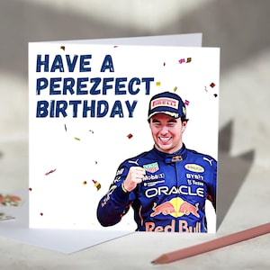 Sergio Perez F1 Geburtstagskarte - Perezfect Geburtstag - Für Red Bull Formel 1 Fans - Geburtstag, Vatertag, Muttertag, Weihnachten