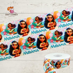 Cinta de Moana de 1,5", cinta de princesa, cinta de grosgrain, cinta cortada a medida, cinta para moños, cinta para manualidades, cinta de tela (1 yarda, 3 yardas, 5 yardas)