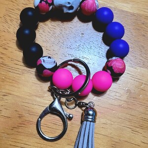 Keychain wristlet silicone beads