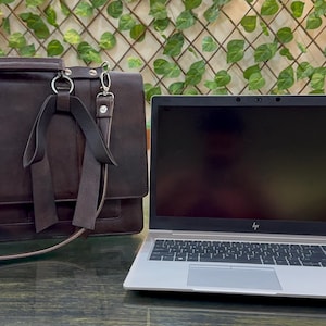 Top Quality Genuine Leather Briefcase Laptop Messenger Bag for men, Premium Buffalo Leather Handbag, Shoulder Bag, Office Bag for Men Laptop