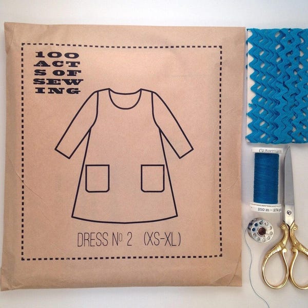 100 Acts of Sewing: Dress No. 2 - Sewing Pattern  (sizes XS-XL)