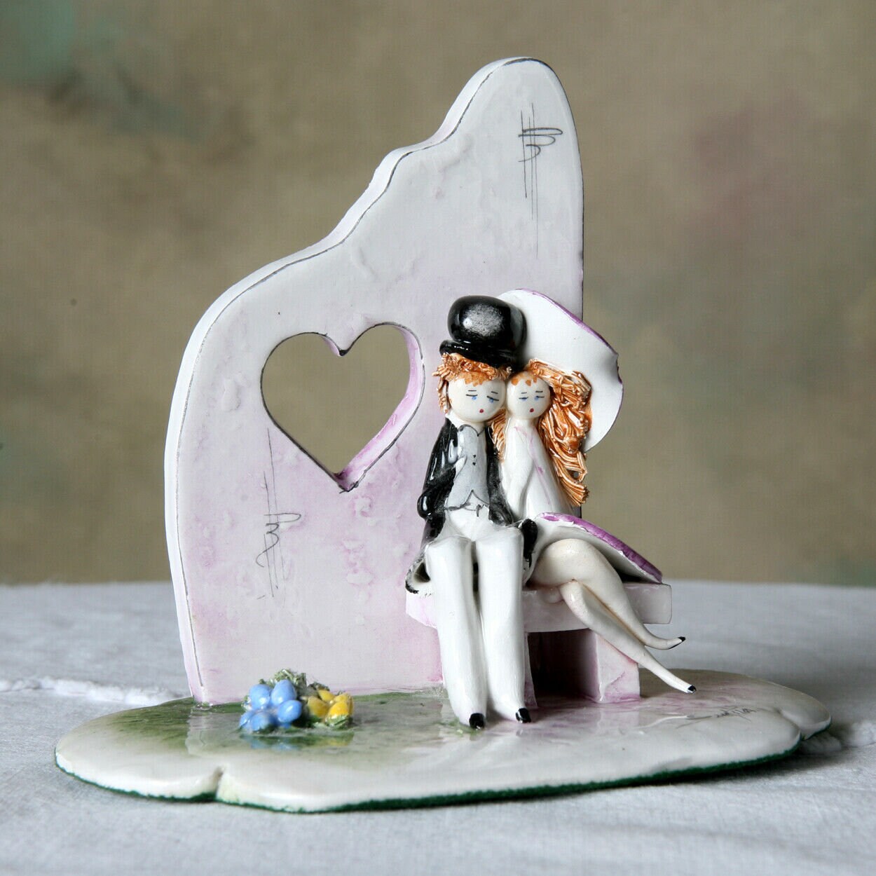 Zampiva Made In Italy Statuette Boy & Girl sitting on swing. Etsy