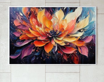 Original Abstract Floral Oil Painting on Canvas, Bohemian Botanical Wall Art
