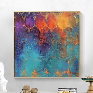 Vibrant Abstract Oil Painting on Canvas, Multicolored Minimalist Wall Art, Luxury Modern Wall Art, Custom Painting, Living Room Home Decor