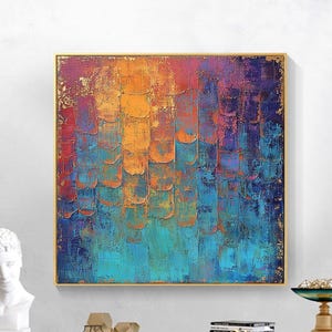 Vibrant Abstract Painting on Canvas, Multicolored Textured Wall Art, Luxurious Modern Wall Art, High-end Home Decor, Living Room Home Decor