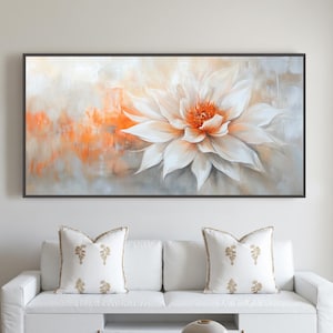 Original White Floral Oil Painting, Textured Abstract Flower Wall Art, Large Blossoms Painting, Contemporary Canvas Art, Living Room Decor