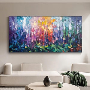 Vibrant Abstract Impasto Painting on Canvas, Original Multicolored Textured Wall Art, Modern Minimalist Palette Knife Living Room Wall Art