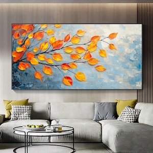 Großes Original Herbst Baum Öl Gemälde auf Leinwand, Textur Leinwand Wand Kunst, Baum Blätter Malerei, Natur Landschaft Wand Kunst, Wohnkultur Geschenk