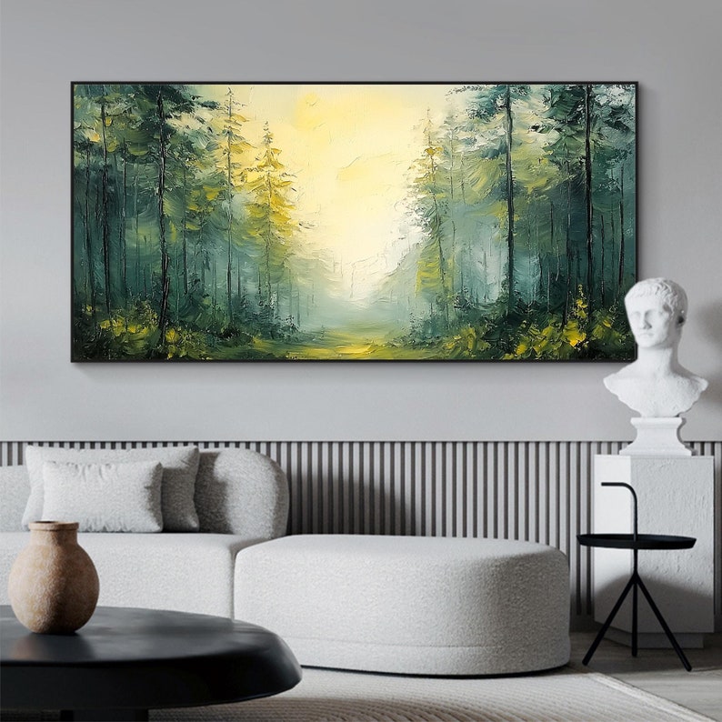 Large Abstract Forest Oil Painting, Green Tree Scenery Wall Art - Etsy