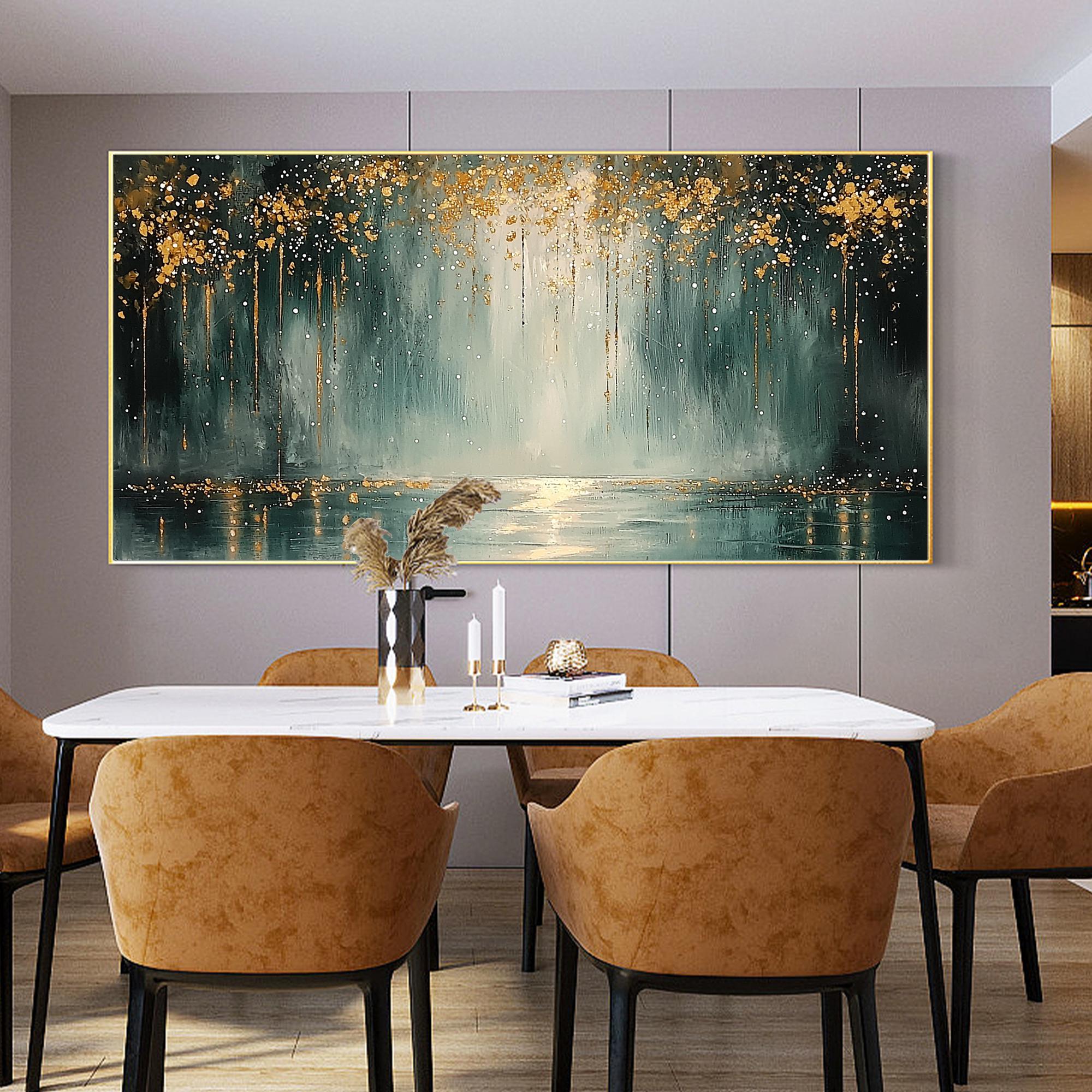 Gold Leaf Forest Painting, Large Abstract Textured Canvas Art - Etsy