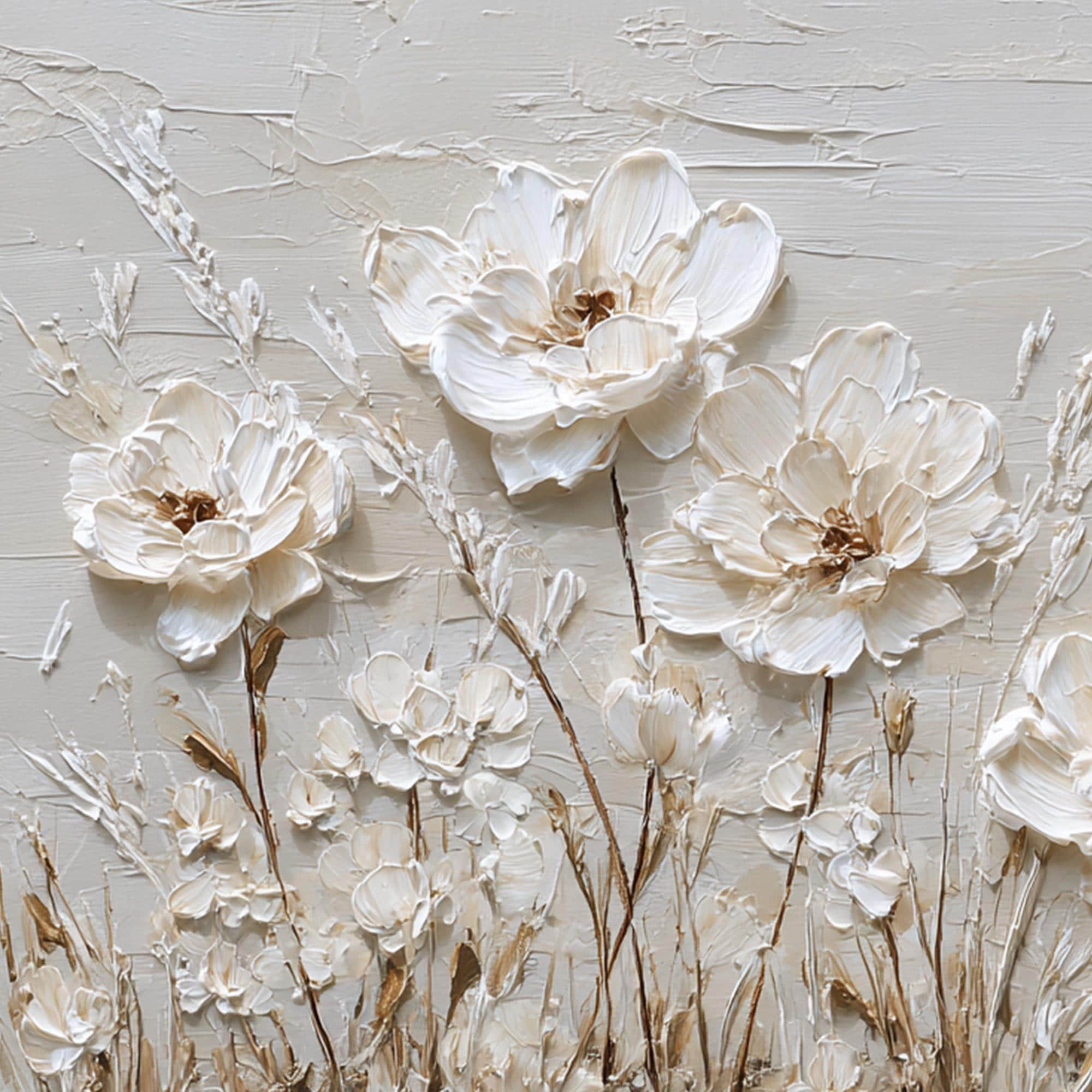 Textured White Flower Oil Painting, Large Impasto Floral Wall Art - Etsy