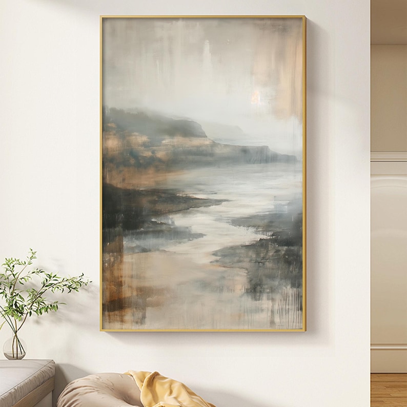 Abstract Landscape Oil Painting on Canvas, Large Original River ...