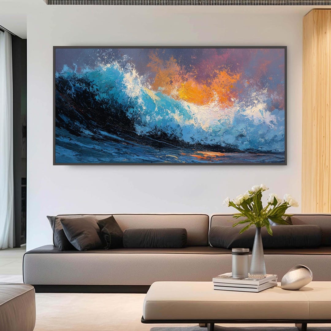 Abstract Ocean Wave Oil Painting, Large Seascape Canvas Wall Art - Etsy