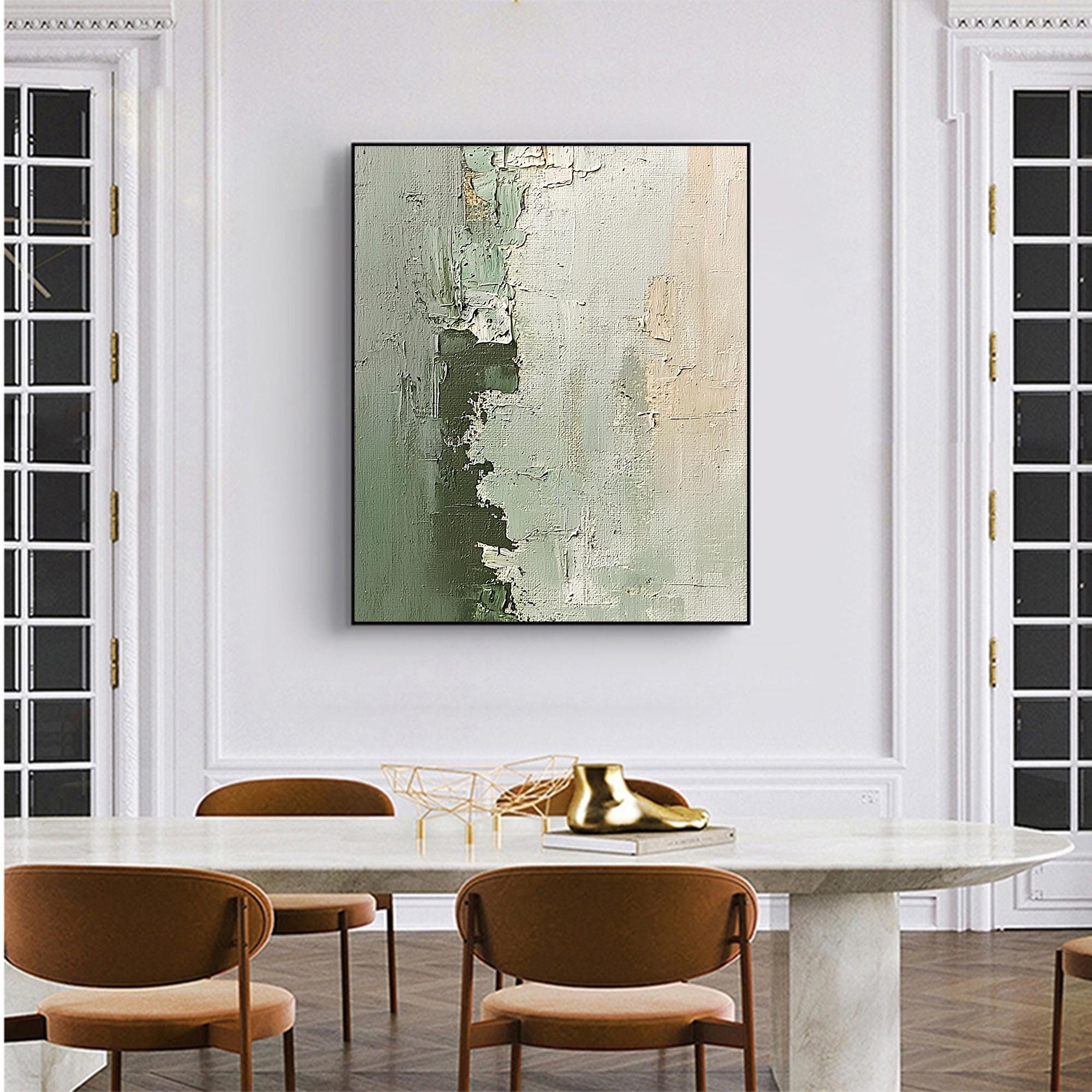 Large Green Texture Oil Painting on Canvas, Large Wall Art, Original ...