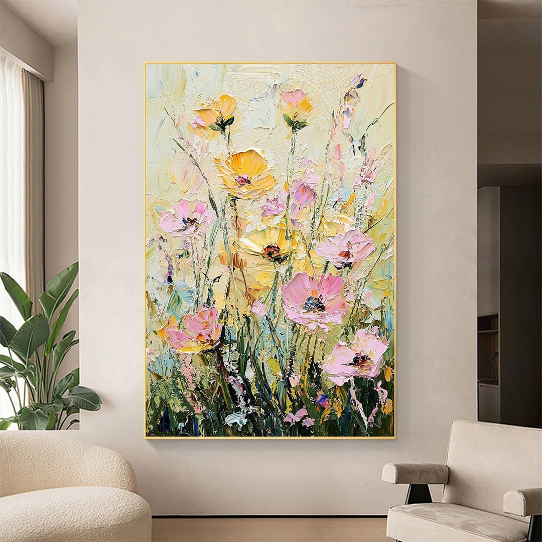 Original Floral Oil Painting on Canvas, Large Abstract Flower Art - Etsy