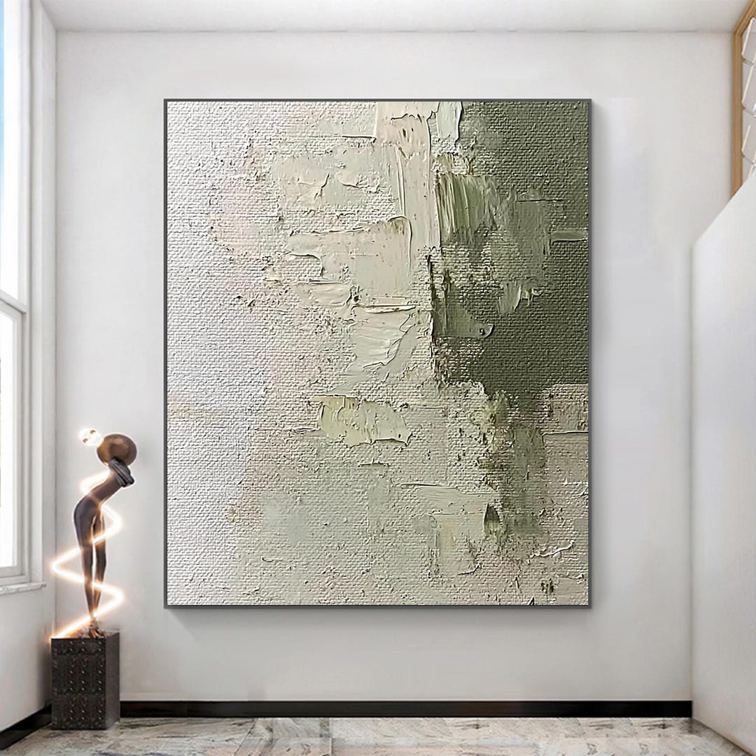Large Green Abstract Oil Painting, 3D Textured Modern Wall Art - Etsy