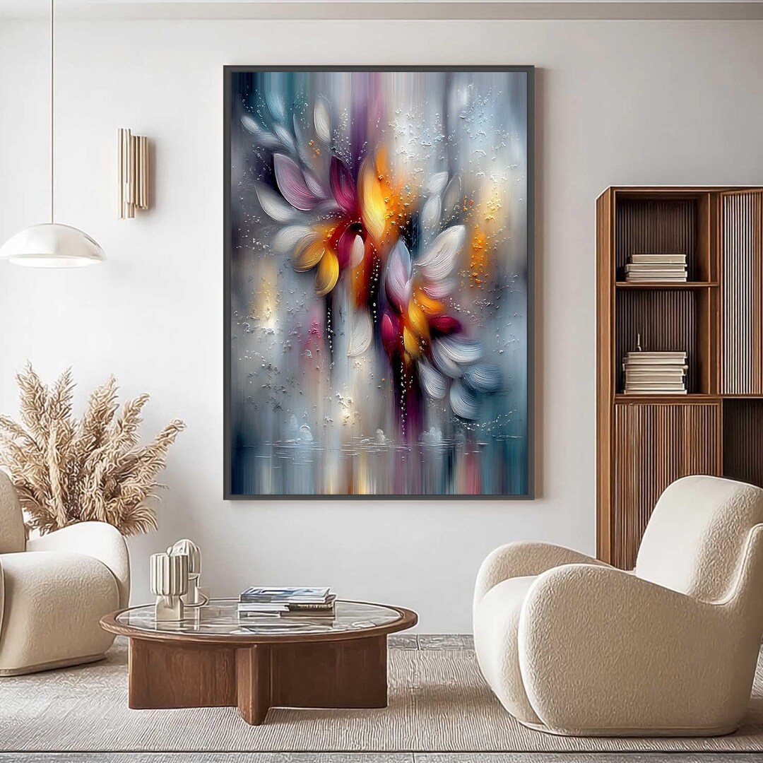 Textured Floral Oil Painting on Canvas, Abstract Blossom Wall Art - Etsy