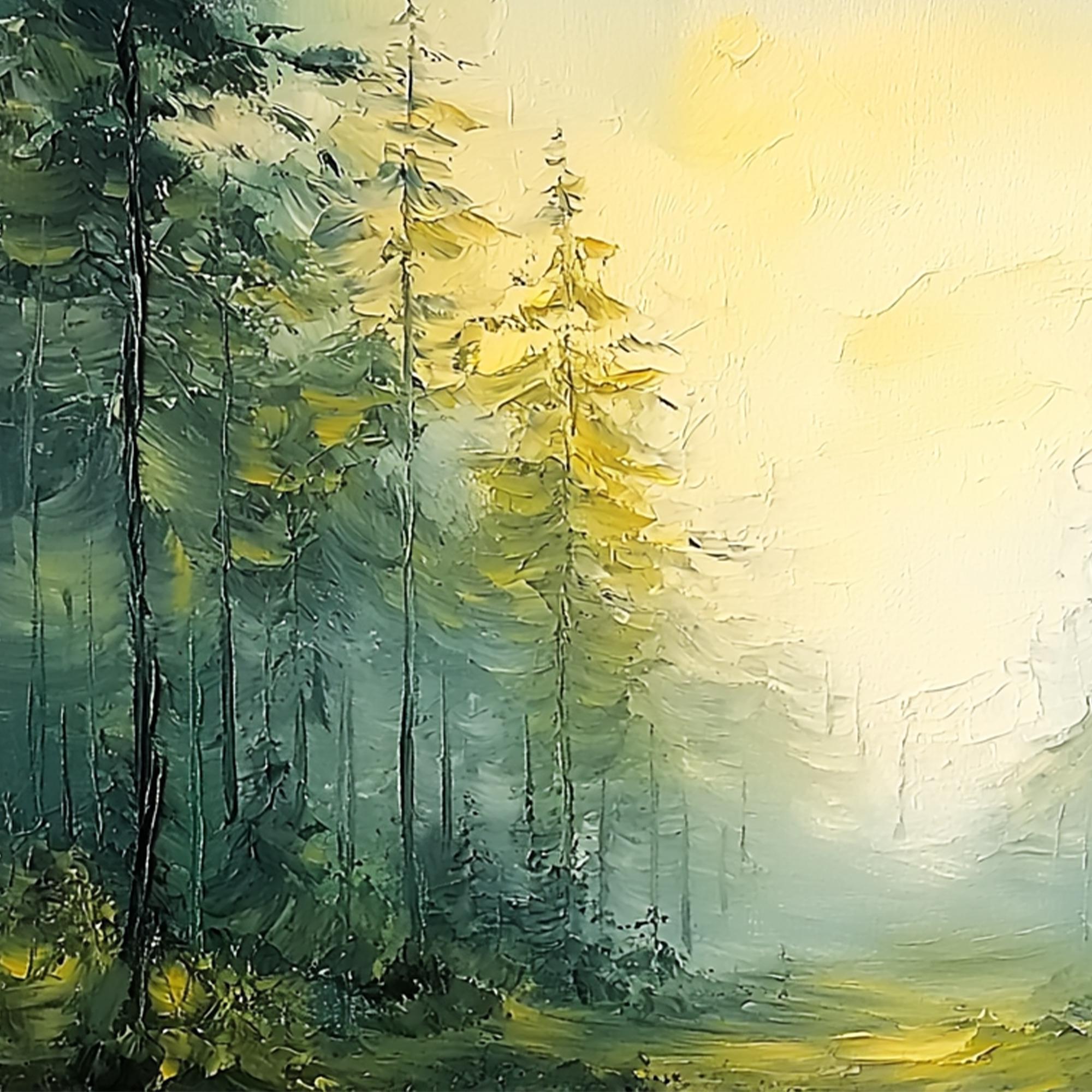 Large Abstract Forest Oil Painting, Green Tree Scenery Wall Art - Etsy