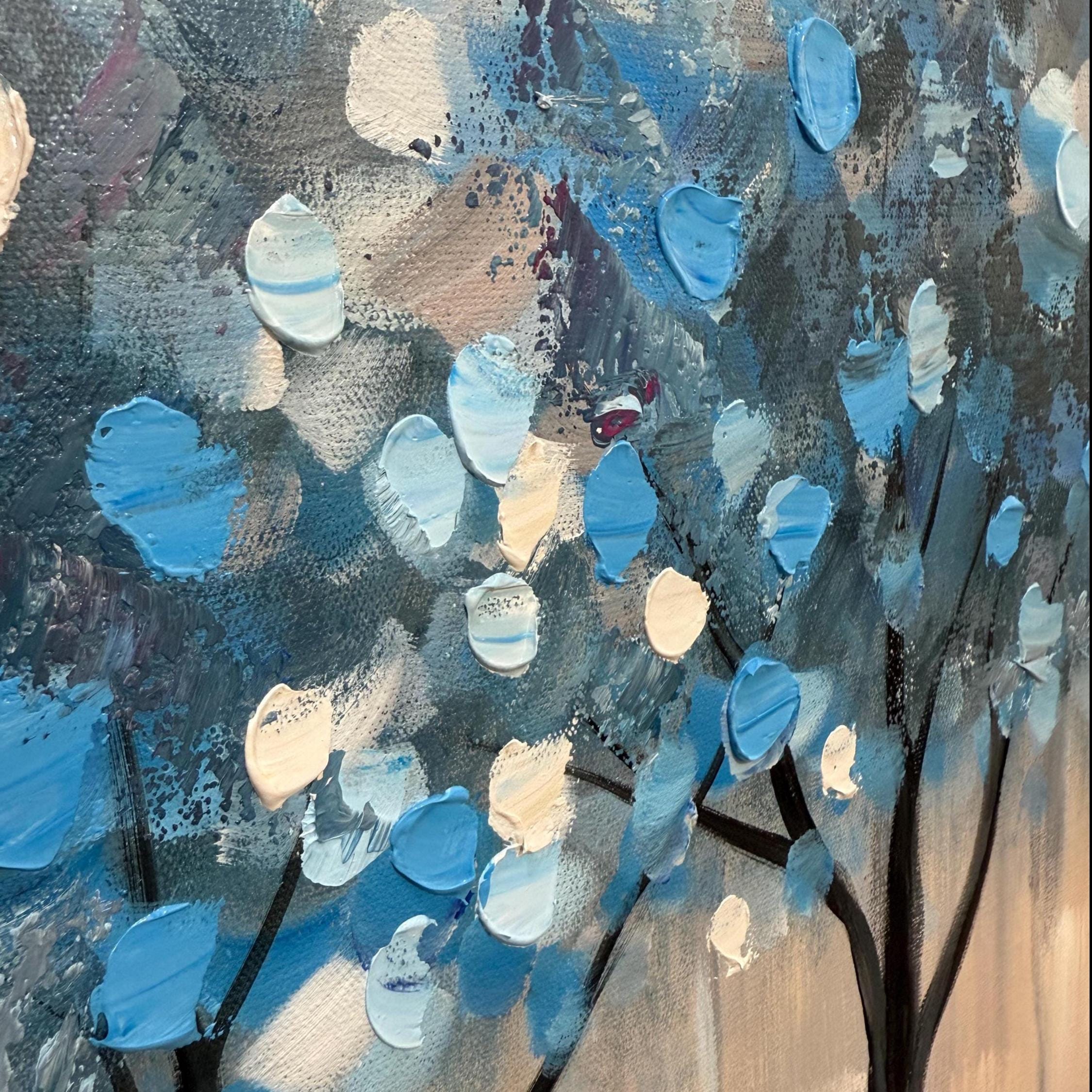 Blue Forest Canvas Oil Painting, Large Tree Wall Art - Etsy