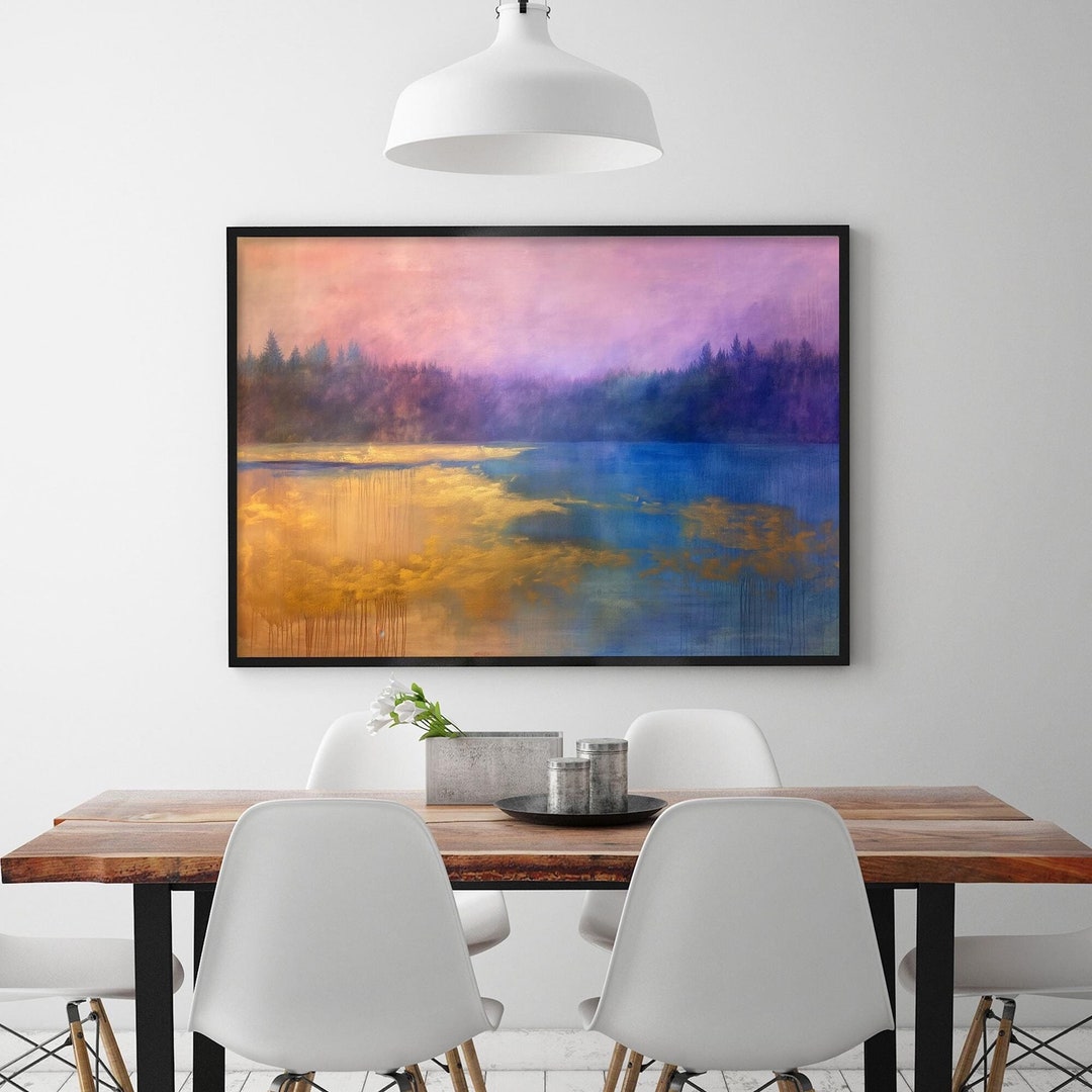 Large Abstract River Landscape Oil Painting on Canvas, Original ...