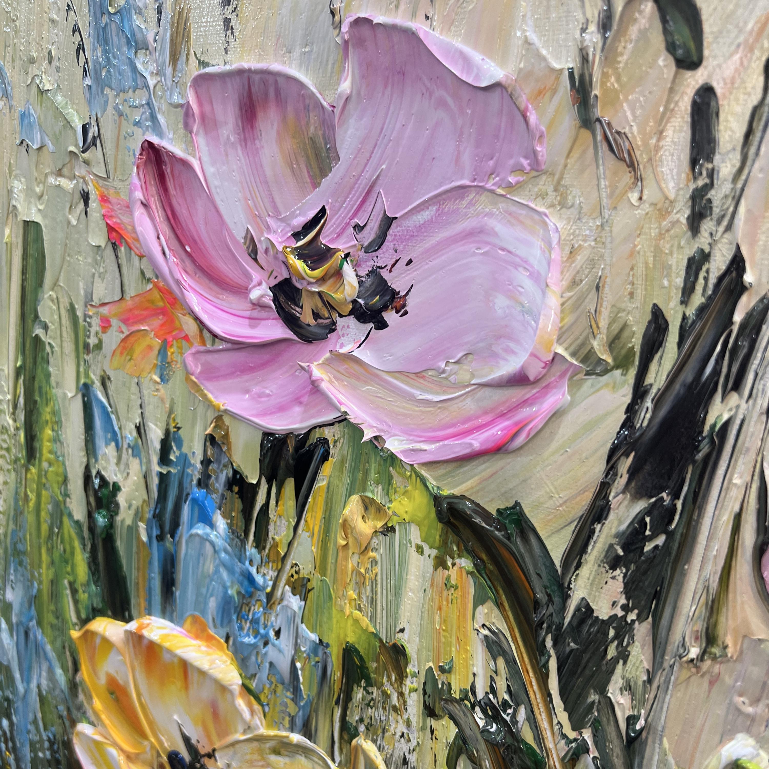 Textured Floral Oil Painting on Canvas, Abstract Flower Wall Art - Etsy