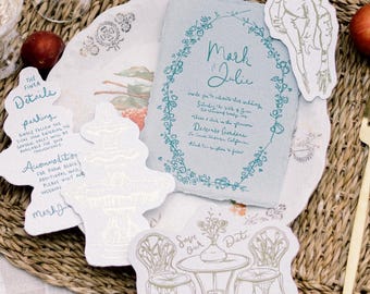Garden Wedding Letterpress Invitation Suite, Garden Wedding Invitations, Estate Weddings, Secret Garden, Luxury Weddings, Die-cut- Sample