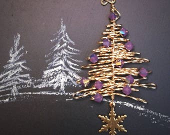 Gold Christmas Tree Ornament, Gold Tree Ornament, Christmas Gift, Solstice Gift, Gift for Her, Gold Tree Necklace, Mini Christmas Tree