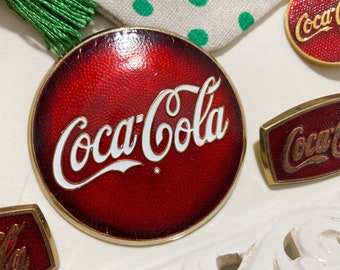 Rare, Stunning Vintage 1950s Coca-Cola Lapel Pin, Coke Collectible Pin, Red Enamel Coca-Cola button size pin, Coke memorabilia, Coke button