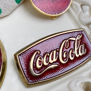 Vintage 1950s Coca-Cola Bar Pin: Red Enamel Brass Collectible